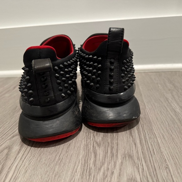 Christian Louboutin Black and Red Spiked Sneakers - Picture 3 of 11